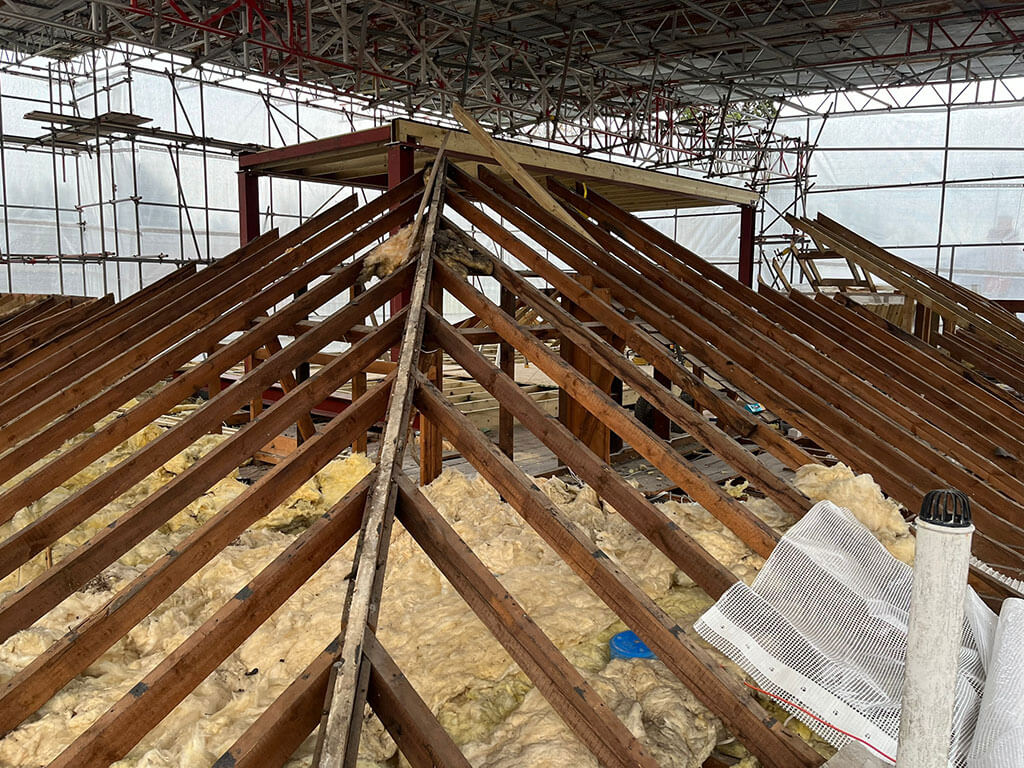 Timber roof construction during a residential project