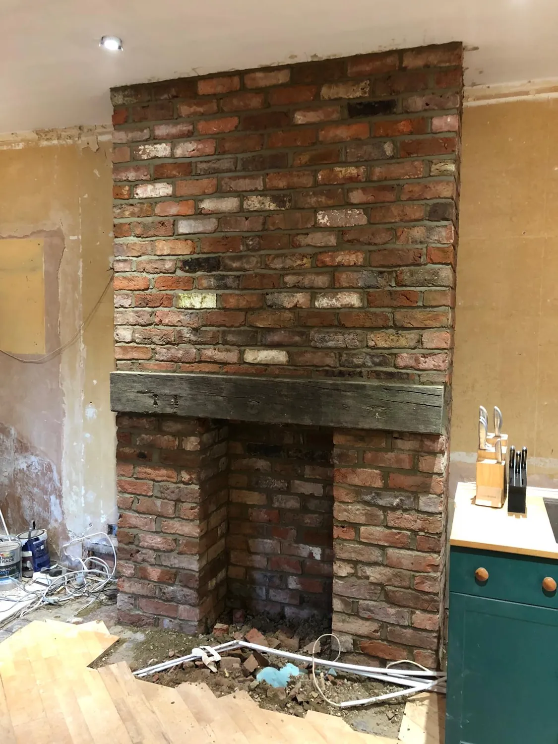 Brick fireplace by Johnson Construction