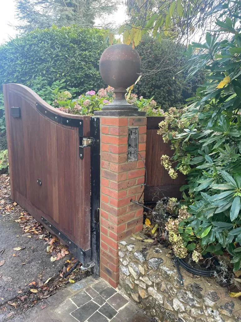 Brick gate pillars by Johnson Construction
