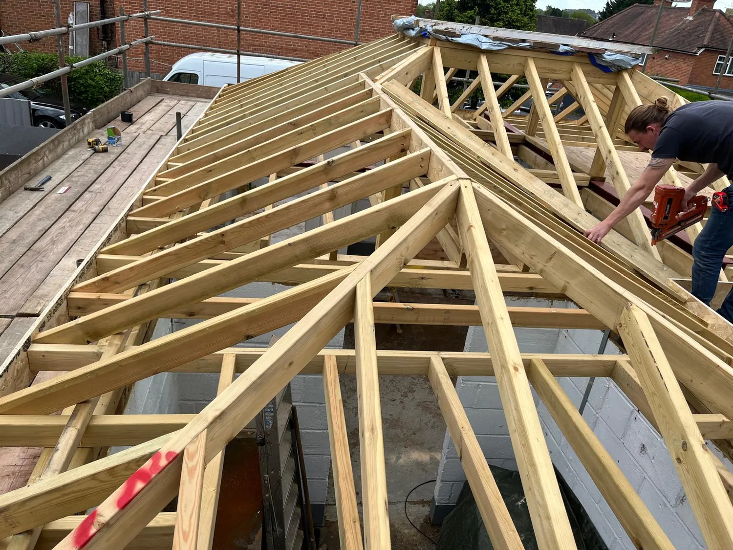 Structural roof carpentry by Johnson Construction