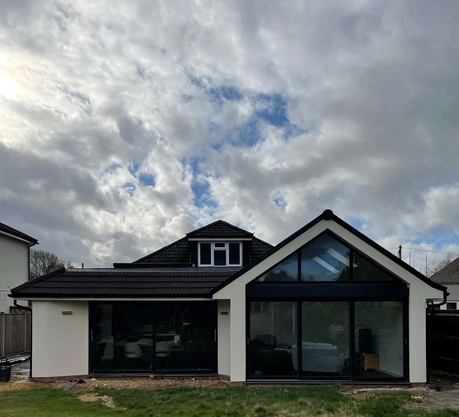 Completed modern gable house extension by Johnson Construction