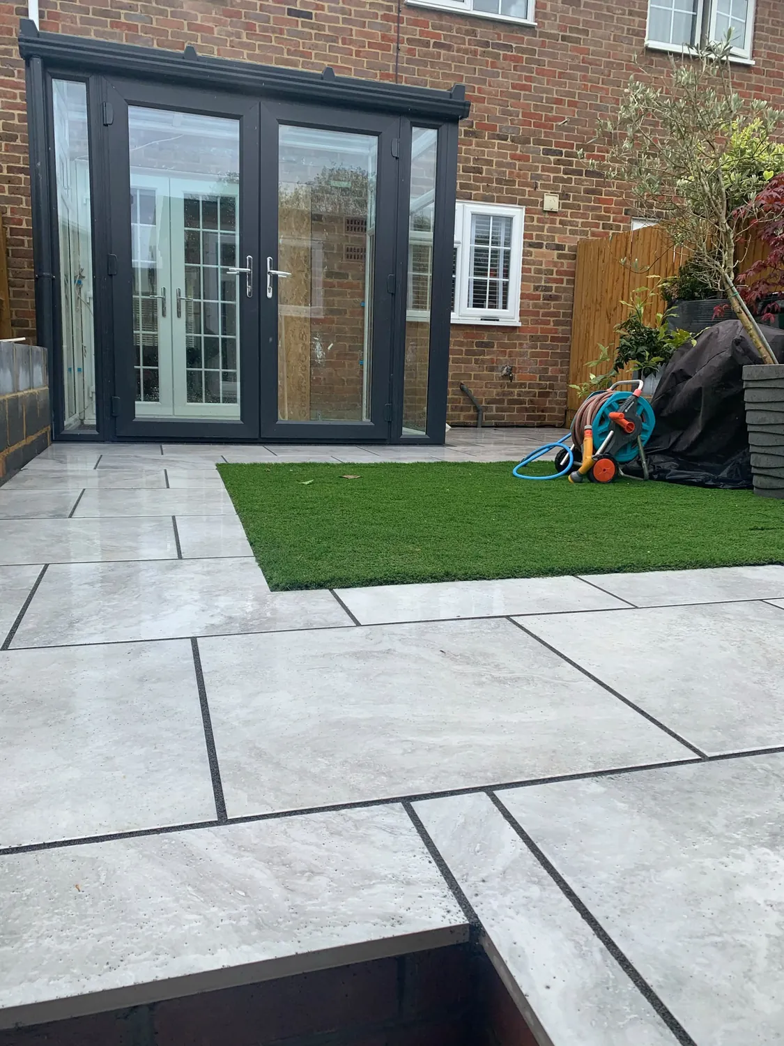 Paving beside a lawn by Johnson Construction