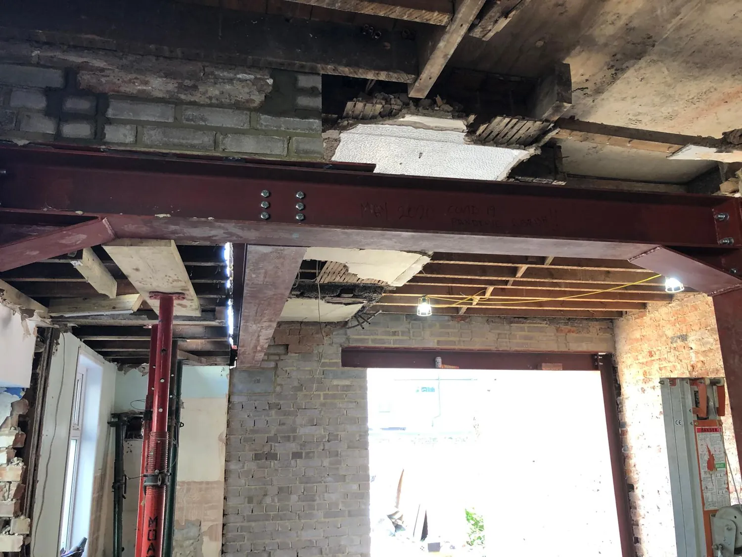 Internal structural steel beams by Johnson Construction