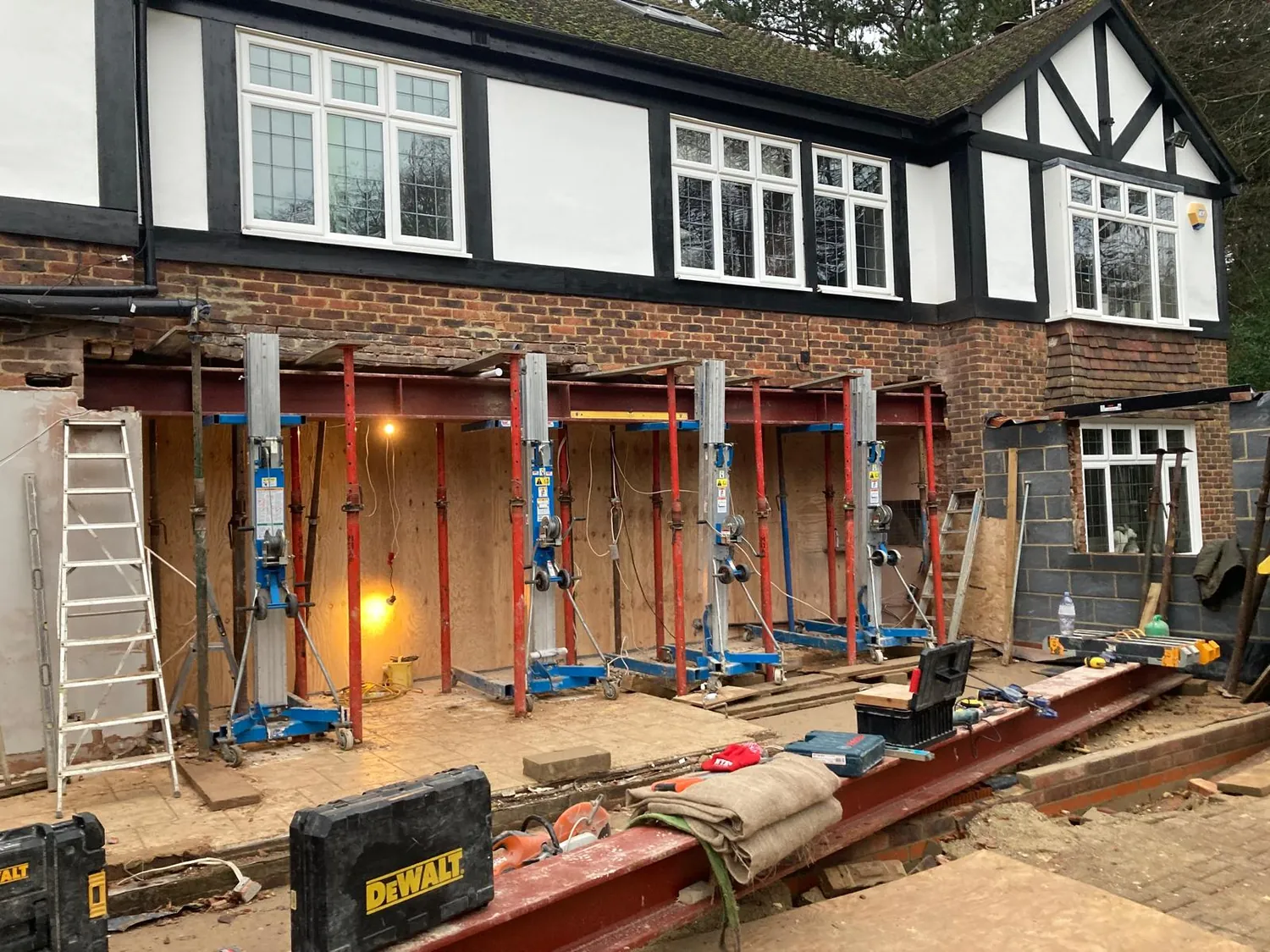 Structural steel opening at the rear of a property by Johnson Construction