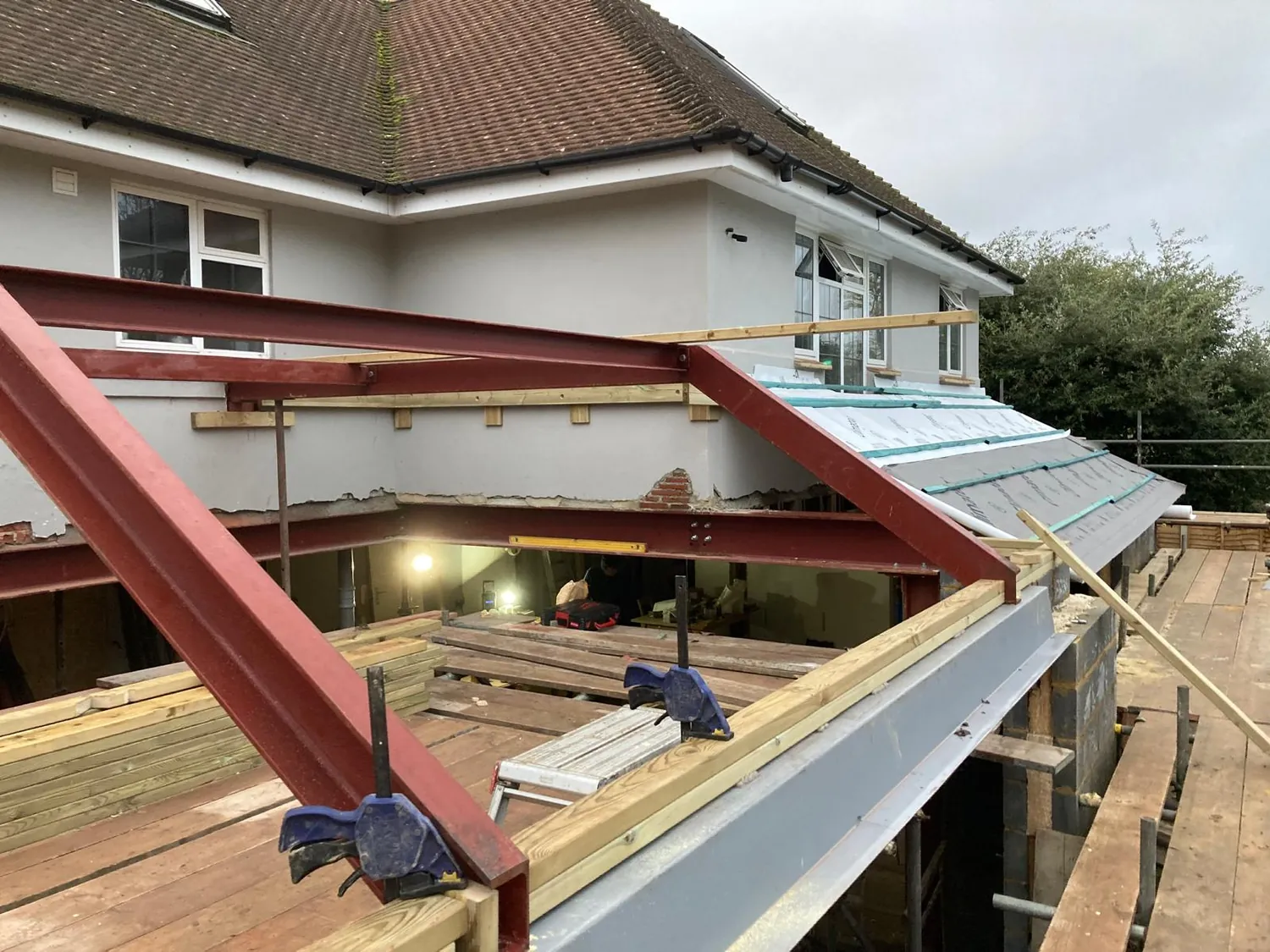 Structural steel installation by Johnson Construction